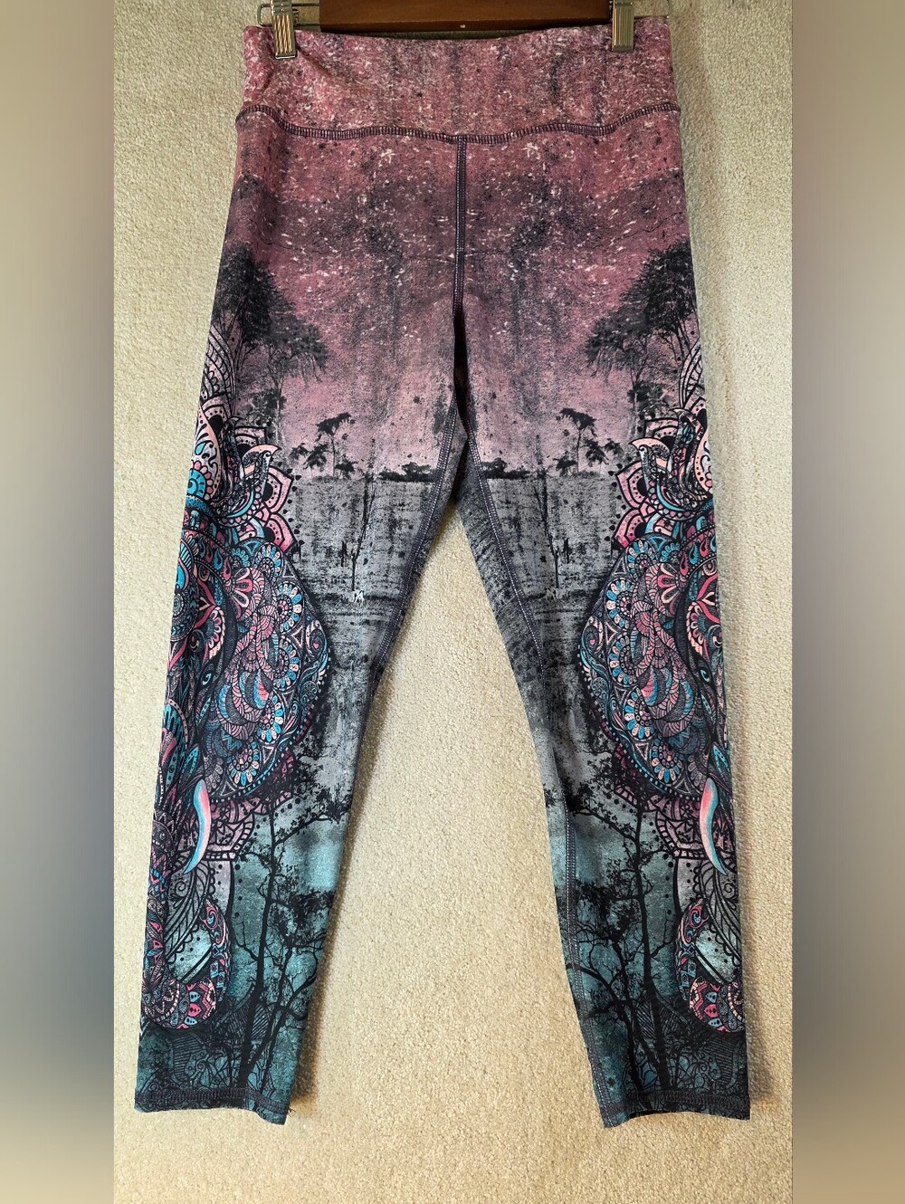 Evolution And Creation High Rise Elephant Mandala Leggings Workout Yoga Womens L